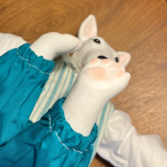 White Bull Terrier Ceramic Handmade Doll - Picture 4 of 13